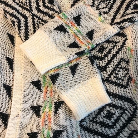 ORANGE Cardigan Sweater Women's Size Small White Black Mohair Blend Fringe Hem - Picture 8 of 9